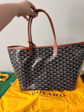 Goyard Black and Brown Chevron Saint Louis Tote